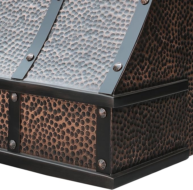 CT Copper Tailor Sloped Copper Vent Hood Island Mount,30'' W,48''H, 610 CFM Exhaust Fan,Stainless Steel Vent,LED Light,Dishwasher-Safe Baffle Filters,VH8TR1
