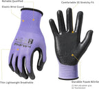 Manusage Safety Work Gloves for Men and Women - Nitrile With Touchscreen Fingers and Grip - Mechanics Gloves (Size XXL, Purple, 24-Pairs)