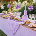 BRT Bearingshui Crepe Paper Flowers Decoration for Wall Total 9 Pcs, Artificial Flowers for Wedding Decor,Flower Backdrop Decor, Baby Bridal Shower Birthday Party, Purple White 3D Wall Flowers Decor