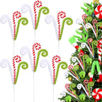 White Red and Green Christmas Tree Decor 16" Candy Cane Tree Pick Lime Green Xmas Topper Ornament Curly Stem Large Lollipop Branch Stick Elf Pick Spray for Home Wreath Vase Filler Craft Holiday Party