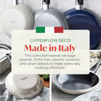Deco 8” Nonstick Frying Pan Skillet, Made in Italy, Diamond Ceramic PFAS-Free, Dishwasher & Metal Utensil Safe, Durable Gloss Enamel Finish, Stay-Cool Handle, High Walls-Extra Room, Taupe