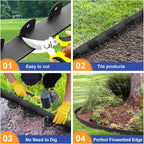 Landscape Edging, 1.5" x 60' Plastic Garden Edging with 60 Pcs Metal Spikes, Flexible Garden Border for Lawn, Landscaping, Flower Beds