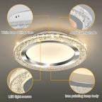 UOFUS 32W LED Flush Mount Ceiling Light Chrome 15.7inch Modern Round Ceiling Light Fixture 3000K-6000K Super Bright Circle Ceiling Lamp for Bedroom Kitchen Dining Room Entryway Hallway Foyer
