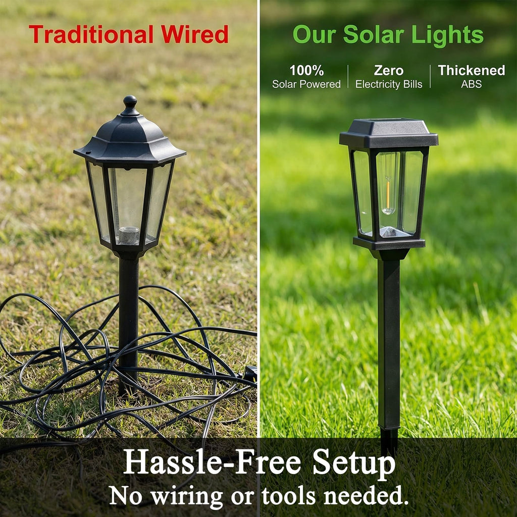 DOESLAG 12 Pack Solar Lights Outdoor, Modern Solar Pathway Lights Outdoor, Waterproof Auto On/Off Garden Lights for Yard, Landscape Path, Walkway, Driveway Decor (3000K Warm White)