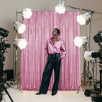 Pink Sequin Backdrop Curtain 4 Pieces 2FTx8FT Glitter Photography Backdrop for Party Wedding Birthday Christmas Decorations