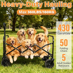 Wagons Carts Foldable Collapsible Wagon with Wheels,360lbs.Wagon cart with Wheels Foldable,Portable Utility Wagon for Camping,Park,Sports,Shopping,Travel,Groceries