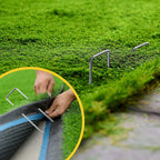 Landscape Staples Galvanized Garden Stakes,4 inch 100pack 12 Gauge Heavy Duty Garden Pins for Fences, Lawns, Weed Barriers and Landscape Fabrics, Irrigation Hose,Yard Lawn, Landscape Fabric