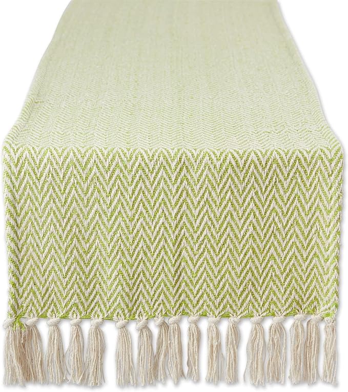 DII Woven Basic Tabletop Collection Chevron Table Runner, 15x72, Avocado