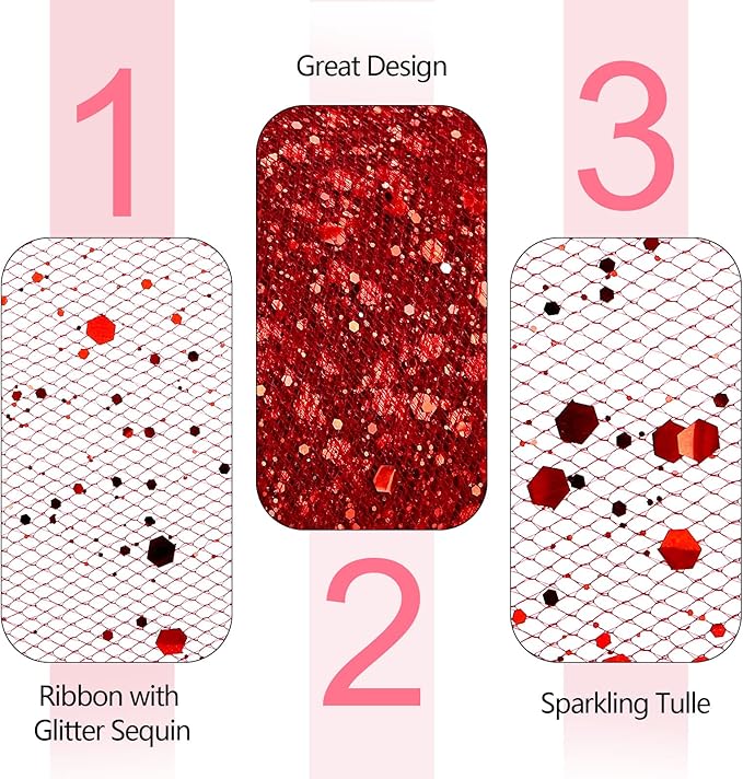 Glitter Tulle Rolls, 6” by 50 Yards (150FT) Sparkling Tulle Spool Ribbon Sequin Tulle Netting Fabric for Tutu Skirt Wedding Birthday Baby Shower (Burgundy)