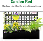 Metal Raised Garden Bed with Trellis, 2 in 1 Trellis with Planter Box & Privacy Screen for Climbing Plants, Vine, Outdoor Standing Flower Beds with Drainage Holes, 47.2"L x 16.7"W x 70.8"H, Black