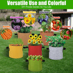15 Gallon Grow Gags, 6 Pack Multicolor Fabric Plant Pot Bags with Long Handles for Garden Vegetables Flowers, Make Colorful Garden