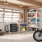 REIBII 2000LBS Storage Shelves 5 Tier Garage Shelving Heavy Duty Metal Shelving Adjustable Garage Shelves for Kitchen Pantry Basement 28" W x 13.8" D x 59.8" H, Silver