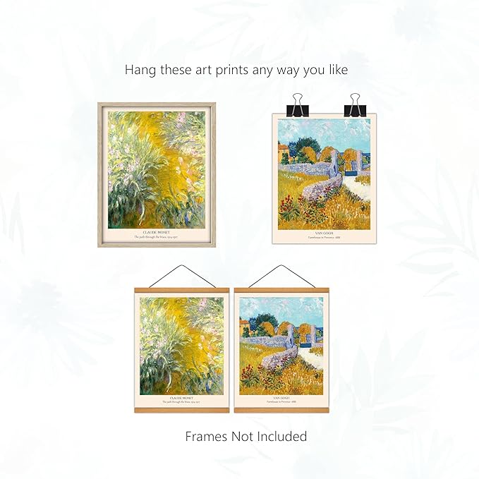 AIOAIFUT Famous Impressionist Artists Van Gogh Claude Monet Vintage Wall Art Prints, Set of 4, 8x10 inches, Unframed