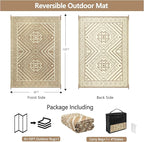 Waterproof Outdoor Rug 8x10 ft, Reversible Plastic Straw Mat, Large Floor Mat for Patio, Camping, Picnic, Backyard RV, Deck, Beige