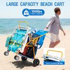 Old Bahama Bay Beach Cart with Large Wheels for Sand, Wide Wheelbase Beach Wagon with Insulated Cooler Bag, Body Board and Umbrella Holder | 100lb Capacity