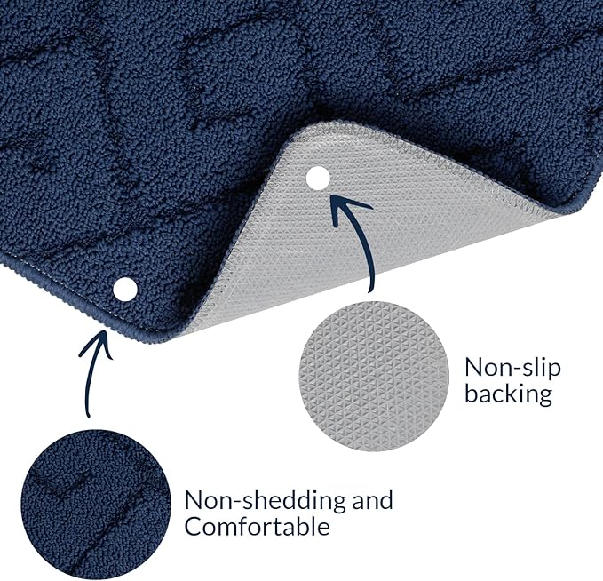 Walensee Indoor Doormat, Front Door Mat for Entrance (20"x32"Navy Blue) Machine Washable Entryway Rug, Non Slip Trapper Door Rugs Absorbent Dirt Low Profile Shoes Scraper Inside Floor Mats