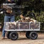 Gorilla Carts GOR1001-COM Steel Utility Cart, Heavy-Duty Convertible 2-in-1 Handle and Removable Sides, 7 cu ft, 1000 lb, Capacity, Gray