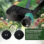 Apgooface Flat Soaker Hose 25 ft 4-Pack with Splitter, 80% Water-Saving Drip Irrigation Hose 100 ft, Linkable DIY Garden Soaker Hose System for Garden Beds, Lawn, Vegetables & Trees (25ft 4-pack)