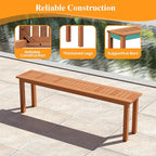 Tangkula Outdoor Wood Bench, 59” Long Patio Dining Bench Set of 2, Backless Wooden Bench with Teak Oil Finish & Slat Seat, Accent Entryway Bench, Farmhouse Bench for Yard, Garden, Porch, Indoors
