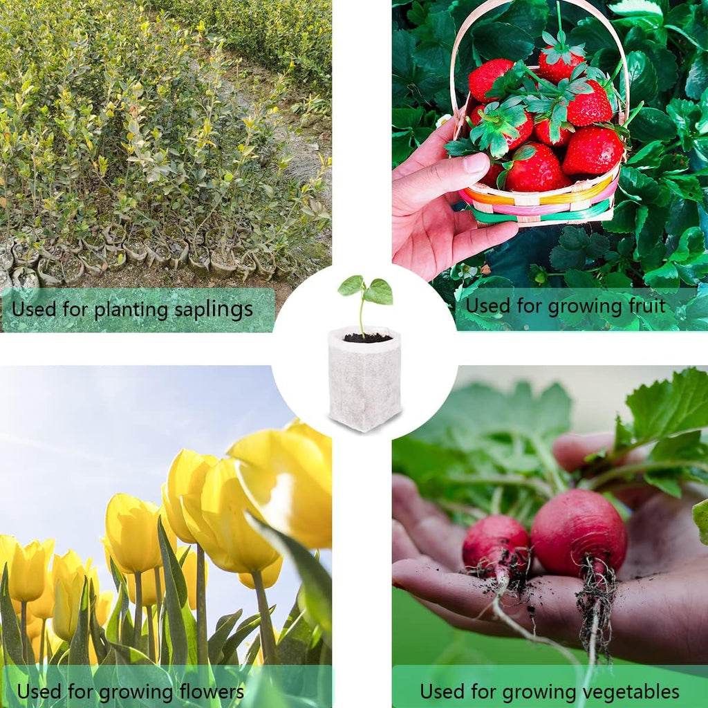 gardtree Small Plant Nursery Bags 3.1" * 3.9" 400PCS, Non-Woven Biodegradable Plant Grow Bags Fabric Seedling Starter Bags for Succulents Vegetable Flower Fruit, Home Garden Supply
