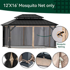 Covered Outdoor Gazebo Mosquito Netting Replacement Universal 4-Panel Sidewalls 12' x 16', Outdoor Gazebo Mosquito Nettings with Double Zipper, Replacement for Patio Canopy, Garden (Mosquito Net Only)