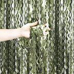 4 Pack Wavy Olive Green Streamers Backdrop Jungle Party Decorations - 3.3x6.6ft Foil Fringe Curtains Photo Booth for Dinosaur Animal St Patrick's Day Football Decor