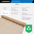 Sandbaggy Jute Netting Roll, 8 ft x 112ft - Biodegradable Erosion Control Blanket for Slopes, Hills & Drainage, Eco-Friendly, Durable Soil Stabilizer, Contractor-Approved for Landscaping (10 Rolls)