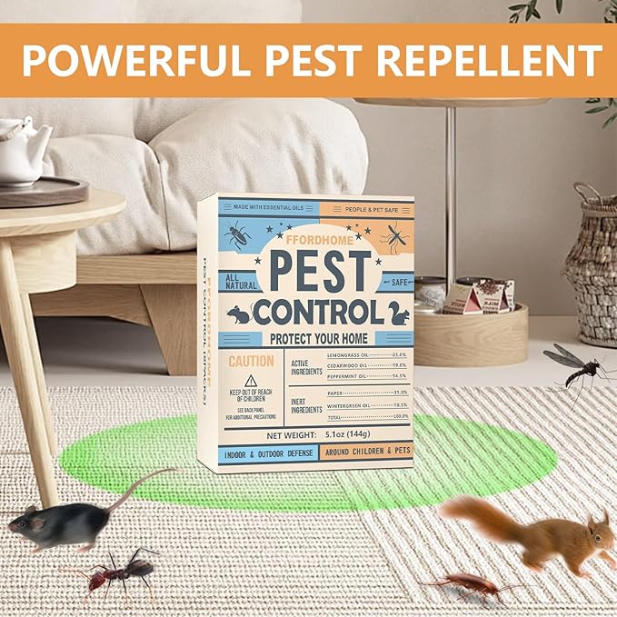 Pest Control Balls - Peppermint Pest Repellent for Mouse, Mice, Rats, Ants, Roaches, Moths & More - Strong Repel Indoor & Outdoor Mouse & Mosquito Deterrent - 8 Balls