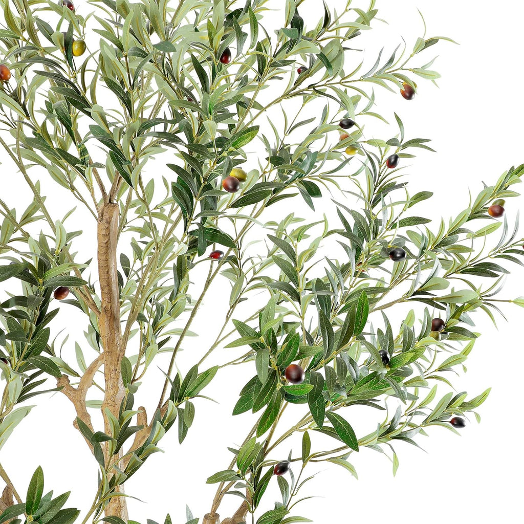 Tall Faux Olive Tree，9ft（108in） Realistic Potted Silk Artificial Olive Tree， Fake Olive Trees Indoor with Green Leaves and Big Fruits for Home Office Living Room Stairs Patio Decor.