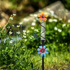 ESTTOP Flower Rain Gauge Outdoor, 5 Inch Glass Tube Freeez-Proof Metal Stake Weather-Resistant Rain Gauge-Lawn and Garden Yard Decor for Accurate Precipitation Measurement