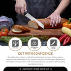2-Piece Serrated Knife Set – Stainless Steel Kitchen Cooking Knives w/Protective Covers, Dishwasher Safe, No Block, Sharp Cutlery for Slicing Bread, Cooking Fruit & Steak w/Sheath - Gray