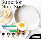 THE ROCK SOHO 11-Inch Non Stick Frying Pan with Lid–Nothing Sticks, Never Warps, Lasts Longer, Ceramic Non Toxic Skillet with Heat-Resistant Handle, PTFE PFOA&PFAS Free, Oven & Dishwasher Safe, Cream