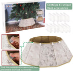 Blissun Fabric Christmas Tree Collar, Xmas Tree Ring, Willow Christmas Tree Skirt for Christmas Tree Decorations (Concrete Beige)