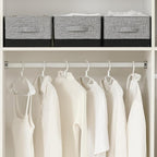 linen closet organizers and storage, 3 Pack Large Storage Baskets, Washable, Clothing Storage Bins with Handle, Closet Organizer for Storage Sweater,Sheets (gray black, 16"x9½"x6¾")
