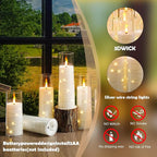 Flameless Candles with Embedded Star String - Battery Operated LED Candles, with Remote,12 White Flickering Candles for Christmas, Weddings, Home Decor & Party,(D 2.3"×H 5" 6" 7")