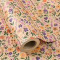 WRAPAHOLIC Kraft Floral Wrapping Paper Roll - Mini Roll - 17 Inch x 33 Feet - Vintage Flower Wrapping Paper, Perfect for Wedding, Birthday, Bridal Shower, Tea Party