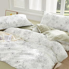 SAPHREAS Drawing Sunflower Duvet Cover Set Queen Size 3pcs Flower Printed White Bedding Comforter Cover Set 100% Cotton 1 Duvet Cover 90"x90" 2 Pillow Shams, Comforter Not Included