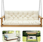 Porch Swing Cushions,Outdoor Cushions 3 Seater Replacement with Backrest, Waterproof Thickened Bench Cushion with Ties for Porch, Patio,Outdoor, Backyard and Garden (Cream 60 * 40 in)