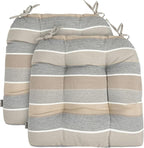 FUNHOME Outdoor Chair Cushions 19 x19 Inch,Water Resistant Tufted Seat Cushions 19",Reversible,Weather Resistant,Rounded Back Wicker Chair Cushion for Patio Garden Furniture(Gray Stripe)