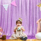 SquarePie Sequin Backdrop Less Transparent Background Sparkly Curtain for Wedding Party 4FT x 7FT Lavender