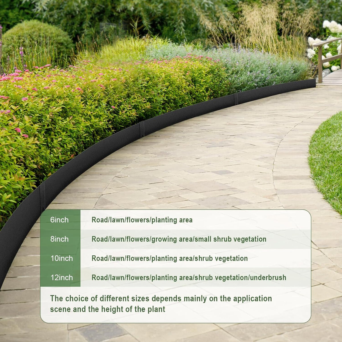 Landscape Edging Kit, 6PCS 40" L x 12.5" H Galvanized Bendable Metal Garden Edging for Lawn Yard, Coated Bendable Metal Strips, No-Dig Hammer-in Edging Border w/Clips（20ft）
