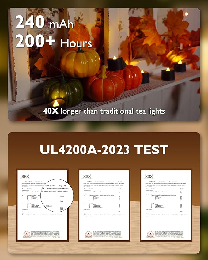 Homemory Black Tea Lights Candles Battery Operated, 200+Hour Flameless Flickering Fake Electric LED Colored Tealights Candles for Halloween, Theme Party, Wedding Table Decor, Holiday Decor, 24-Pack