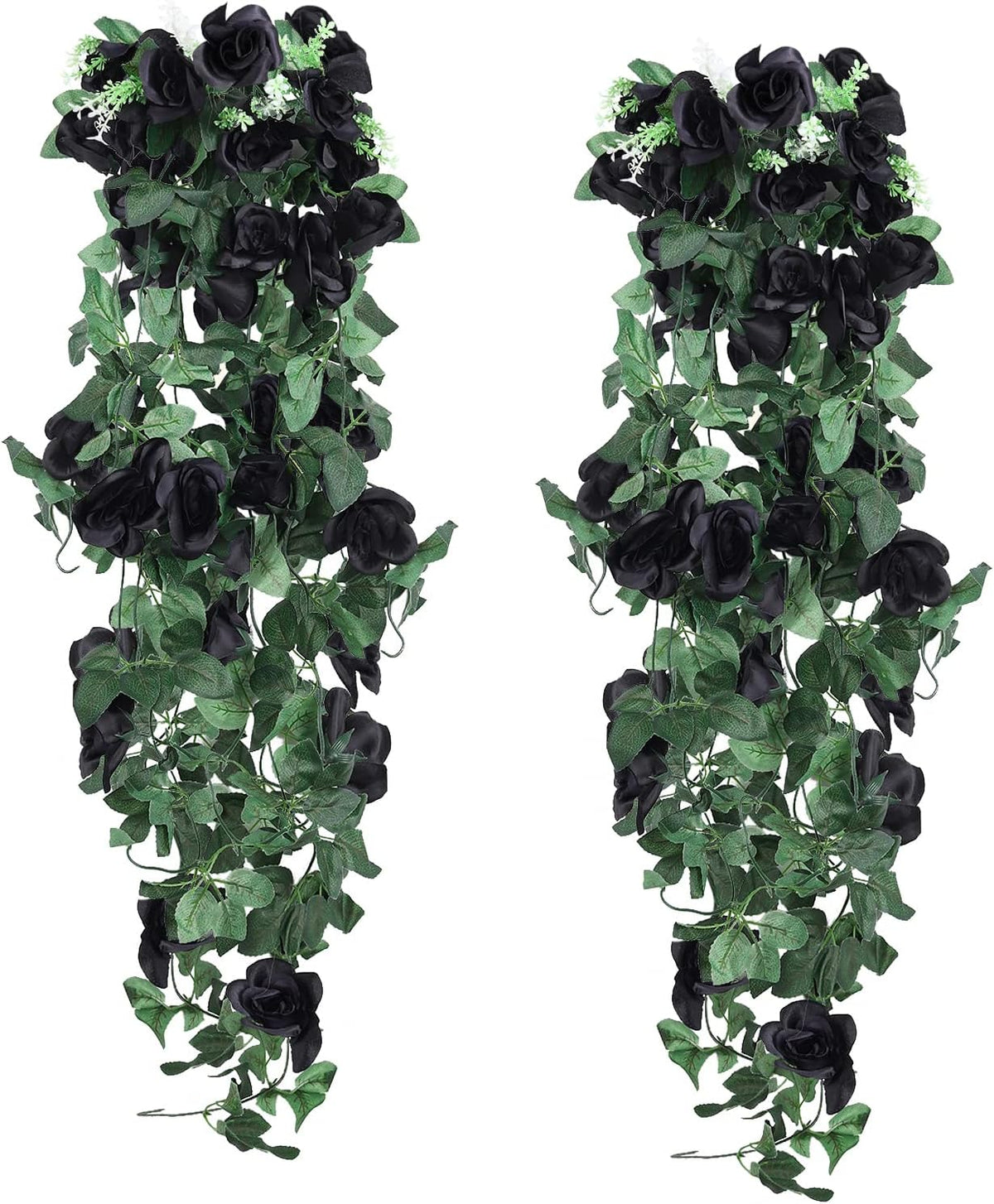 RECUTMS Flowers Artificial Hanging Plants 2PCS 3.3Ft Rose Vine for Home Room Garden Wedding Indoor Outdoor Decoration (Black)