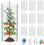 10-Set 12” x 24” Plant Protector from Animals, Hot-Dip Galvanized Metal Mesh Plant Cages, Dual-Secure with U-Stakes & Supports, Animal Barrier to Keep Rabbits & Chickens Out of The Graden