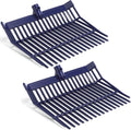 Lasnten Manure Fork Replacement Head, 18 Tines Pitchfork Head with Screws and Nuts, Horse Manure Rake for Picking up Grass and Hay (Navy,2 Pcs)