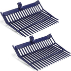 Lasnten Manure Fork Replacement Head, 18 Tines Pitchfork Head with Screws and Nuts, Horse Manure Rake for Picking up Grass and Hay (Navy,2 Pcs)