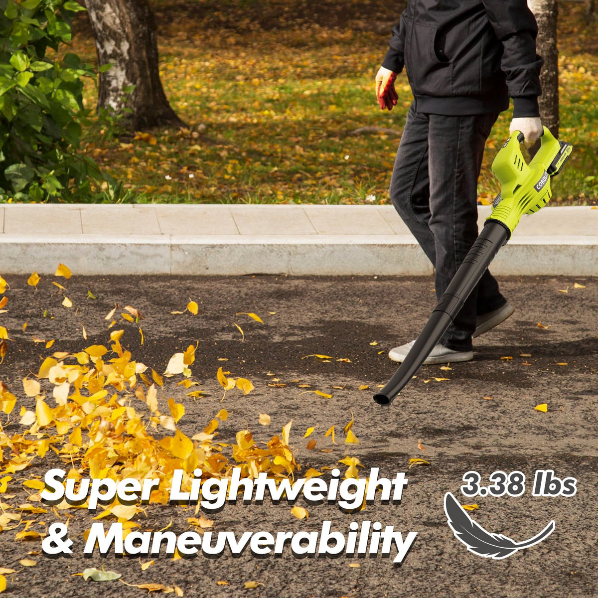 Leaf Blower Cordless 21V Electric with 2 Batteries and Charger Lightweight