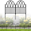LATIHUUM 19 Pack Decorative Garden Fence Panels - 20.07 Ft Black Arched Metal Landscape Border Edging with Floral Design,No-Dig Rustproof Wire Fencing for Flower Beds, Patios, Dog, Yard, Outdoor