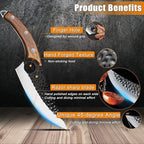 ZENG Butcher Knife Hand Forged Boning Knife with Sheath Viking Style, High Carbon Steel Japanese Chef Knife Meat Cleaver Knife for Kitchen, Camping, Outdoor, BBQ