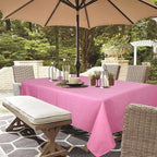 Outdoor Tablecloth Wrinkle-Free Stain Resistant Waterproof Polyester Fabric Table Cover with Zipper Umbrella Hole for Picnic/Party/Dinner/Patio Garden(60×84inch,Zippered,Pink)